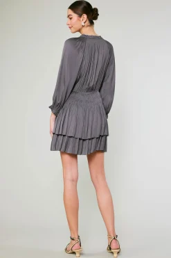 Current Air Cecile Smocked Mini Dress SLATECHARCOAL Discount