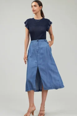 Current Air Box Pleat Skirt CHAMBRAY Online