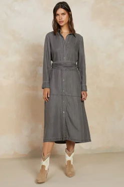 Current Air Chambray Shirt Dress WASHEDBLACK Discount
