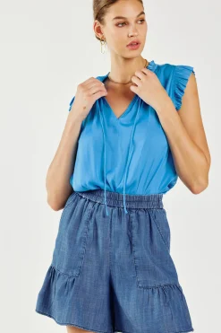 Current Air Tiered Shorts CHAMBRAY Sale