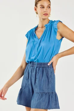 Current Air Tiered Shorts CHAMBRAY Sale