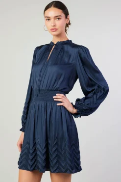 Current Air Chevron Pleat Mini Dress NAVY Discount