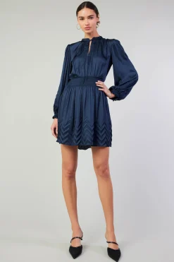 Current Air Chevron Pleat Mini Dress NAVY Discount