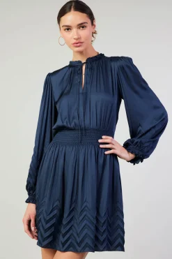 Current Air Chevron Pleat Mini Dress NAVY Discount