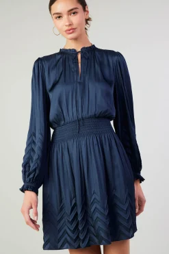 Current Air Chevron Pleat Mini Dress NAVY Discount