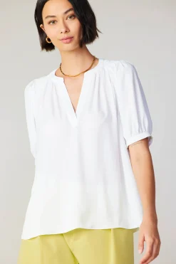 Current Air Classic V Neck Blouse WHITE Outlet