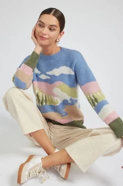 Current Air Cloudy Meadows Sweater BLUEMLT Hot