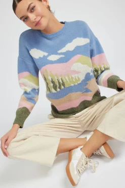 Current Air Cloudy Meadows Sweater BLUEMLT Hot