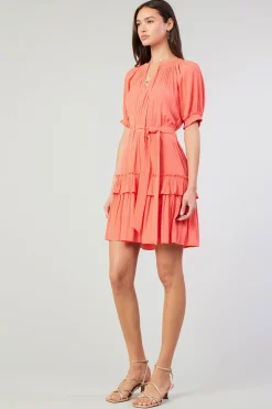 Current Air Coletta Smocked Yoke Mini Dress CORAL Best