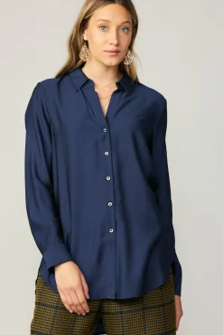 Current Air Collared Button Down Shirt NAVY Best