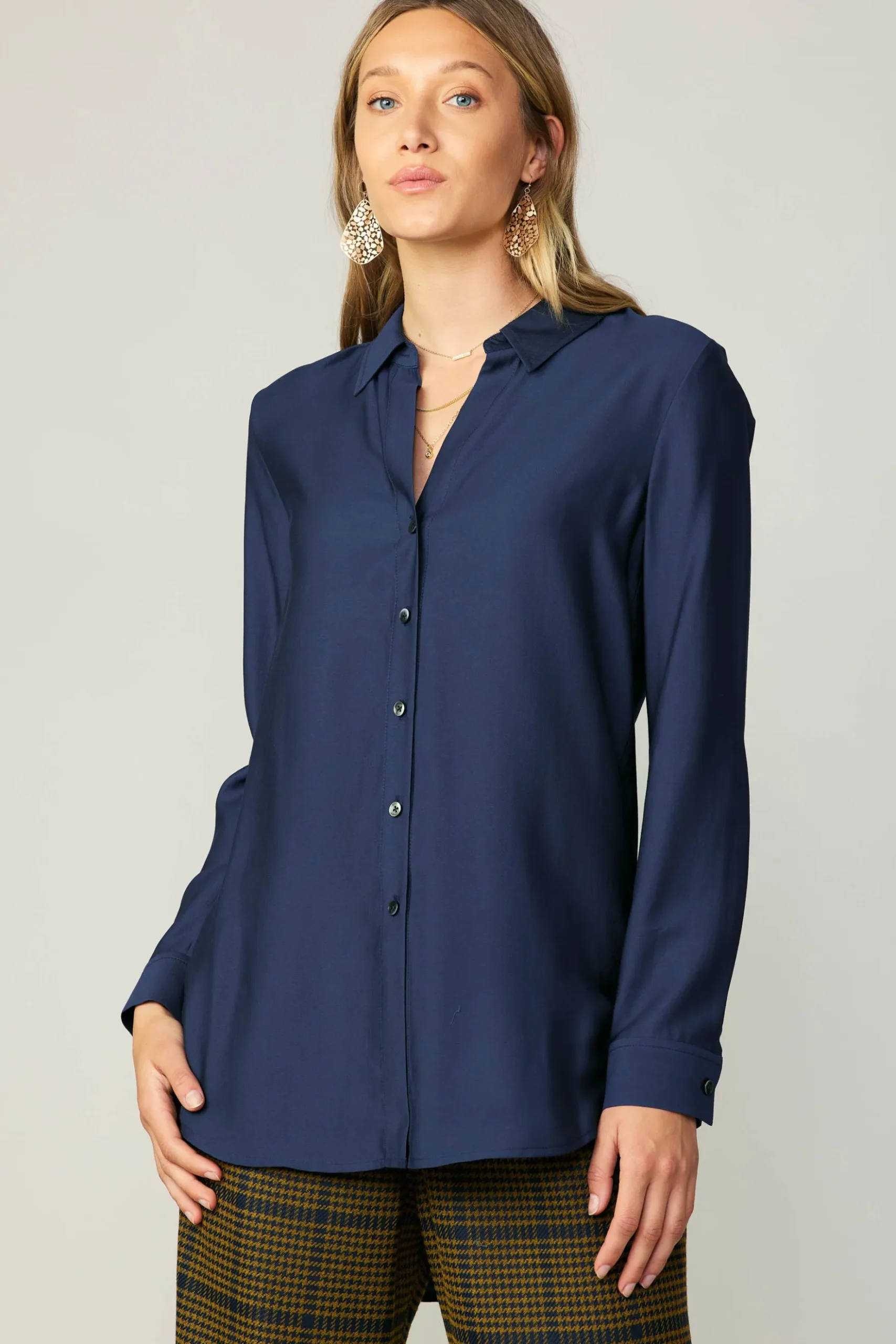 Current Air Collared Button Down Shirt NAVY Best