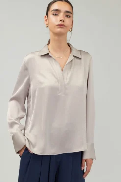 Current Air Collared Splitneck Blouse SILVERSTONE Online
