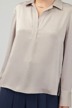 Current Air Collared Splitneck Blouse SILVERSTONE Online