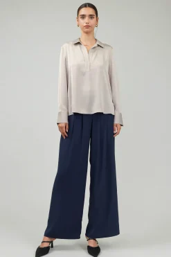 Current Air Collared Splitneck Blouse SILVERSTONE Online
