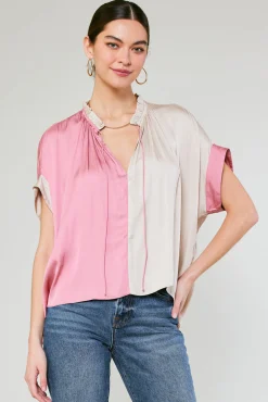 Current Air Colorblock Contrast Top LIGHTTAUPE-PINK New