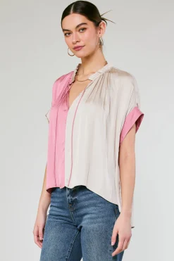 Current Air Colorblock Contrast Top LIGHTTAUPE-PINK New