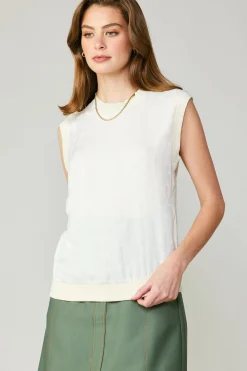 Current Air Contrast Crewneck Top ECRU Sale