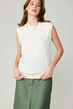 Current Air Contrast Crewneck Top ECRU Sale