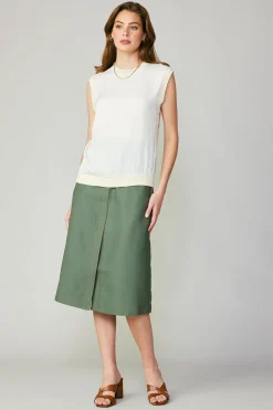 Current Air Contrast Crewneck Top ECRU Sale