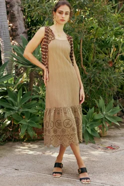 Current Air Contrast Lace Knit Dress LATTE Outlet