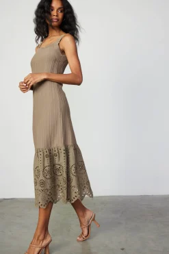 Current Air Contrast Lace Knit Dress LATTE Outlet