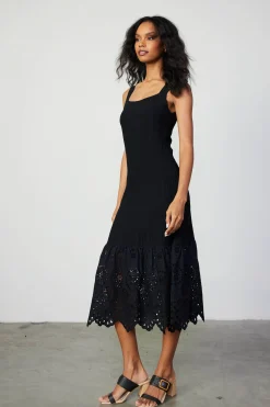 Current Air Contrast Lace Knit Dress BLACK Clearance