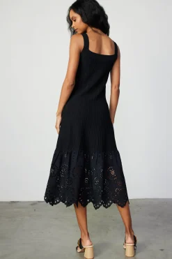 Current Air Contrast Lace Knit Dress BLACK Clearance