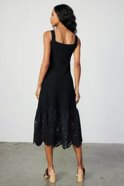 Current Air Contrast Lace Knit Dress BLACK Clearance