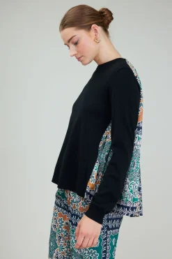 Current Air Contrast Panel Sweater Top GREENMLT Discount