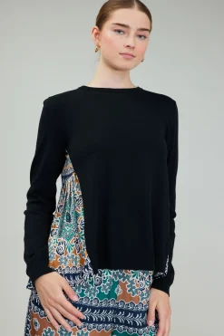 Current Air Contrast Panel Sweater Top GREENMLT Discount