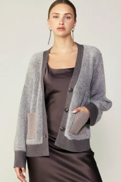 Current Air Contrast Pocket Cardigan COCOAMELANGE Best