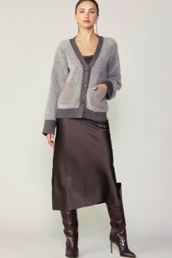 Current Air Contrast Pocket Cardigan COCOAMELANGE Best