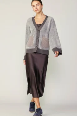 Current Air Contrast Pocket Cardigan COCOAMELANGE Best