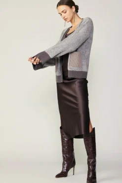 Current Air Contrast Pocket Cardigan COCOAMELANGE Best