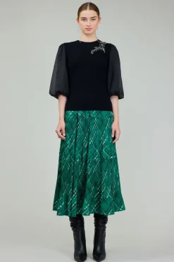 Current Air Contrast Sleeve Knit Blouse BLACK Best