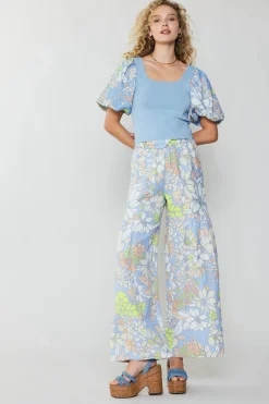 Current Air Contrast Sleeve Knit Top BLUE Best