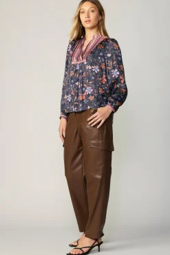 Current Air Contrast Stripe Floral Blouse MULTI Discount