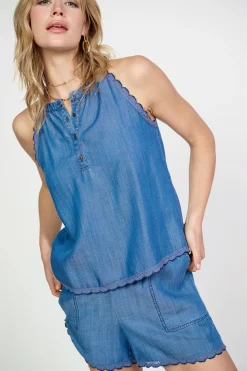 Current Air Contrast Trim Tank CHAMBRAY Hot