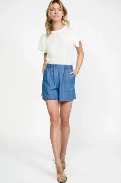 Current Air Contrast Trim Shorts CHAMBRAY Fashion