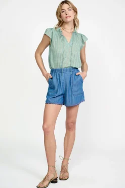 Current Air Contrast Trim Shorts CHAMBRAY Fashion