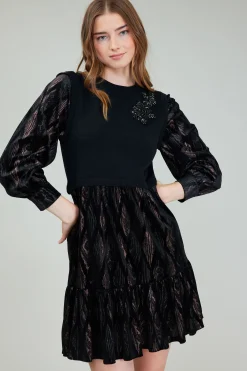 Current Air Contrast Velvet Foil Mini Dress BLACKBRONZEMULTI Online
