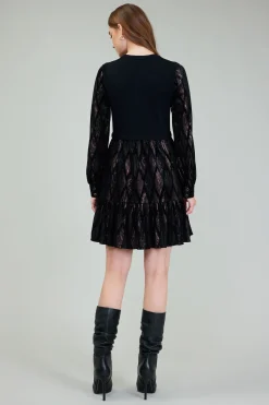 Current Air Contrast Velvet Foil Mini Dress BLACKBRONZEMULTI Online