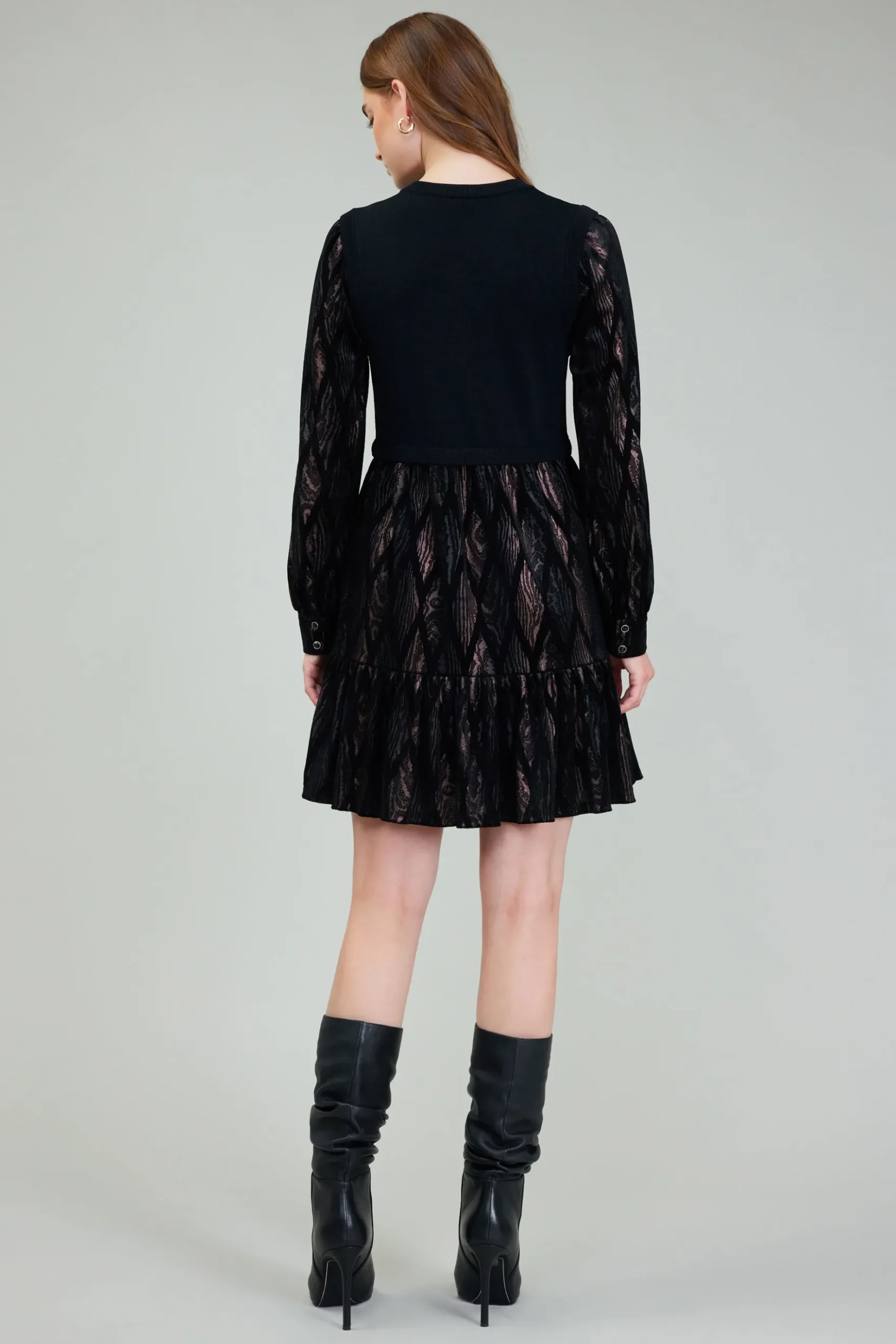Current Air Contrast Velvet Foil Mini Dress BLACKBRONZEMULTI Online