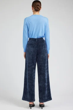 Current Air Corduroy Pleated Wide Leg Pant DARKBLUE Fashion