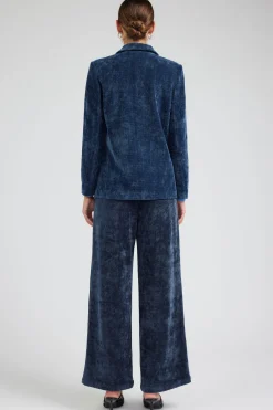 Current Air Corduroy Pleated Wide Leg Pant DARKBLUE Fashion