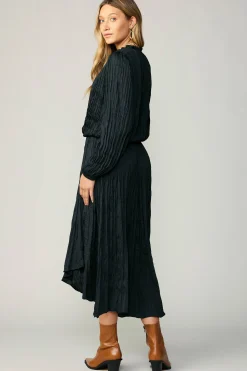 Current Air Crinkle Plisse Midi Skirt BLACK Outlet