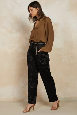 Current Air Crinkle Texture Blouse BROWN Fashion