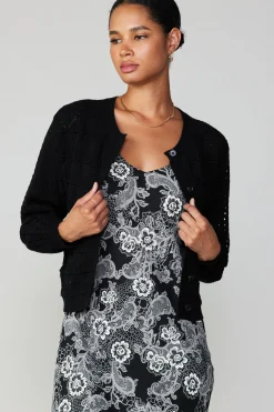 Current Air Crochet Sweater Cardigan BLACK Discount