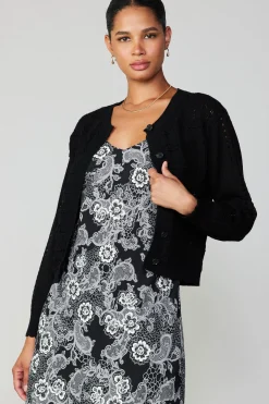 Current Air Crochet Sweater Cardigan BLACK Discount