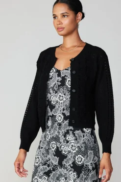 Current Air Crochet Sweater Cardigan BLACK Discount